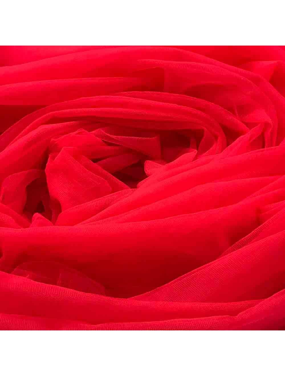 Adaa Bazaar Women's Red Plain Net Fabric ₹ 150/- Per Metre
